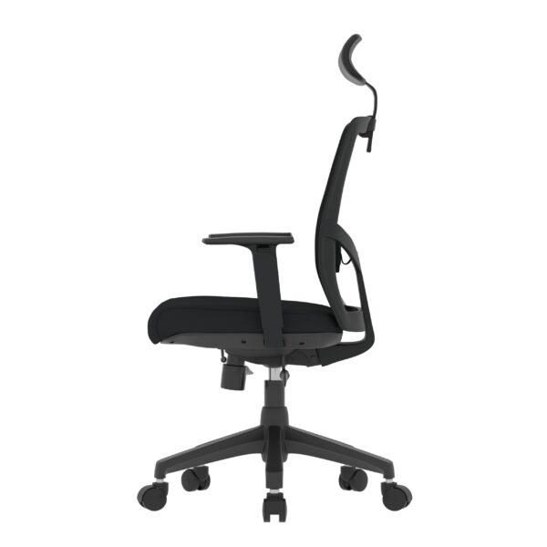 ProFlex Black Frame, Black Seat, Black-Grey Mesh Back, High-Back Chair, Syncro, Seat Slider WITH HEADREST - Image 3