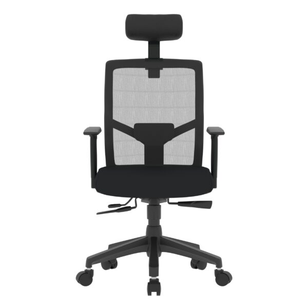 ProFlex Black frame, Grey Seat, Black-grey mesh back, High-back chair, syncro, seat slider WITH HEADREST - Image 2