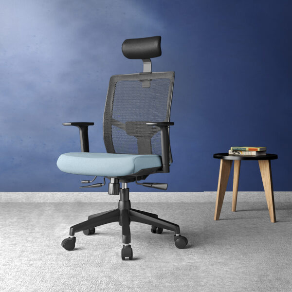 ProFlex Black frame, Grey Seat, Black-grey mesh back, High-back chair, syncro, seat slider WITH HEADREST