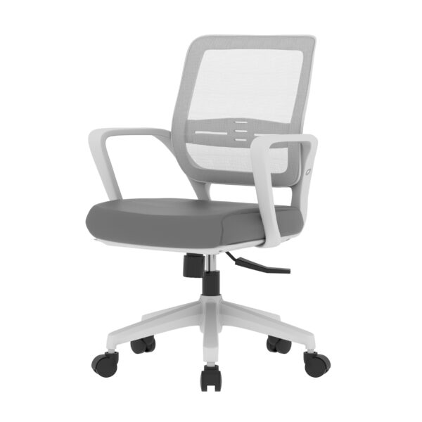 SitEase White Frame, Black seat, Grey Mesh-back Midback chair, tilt/swivel - Image 4