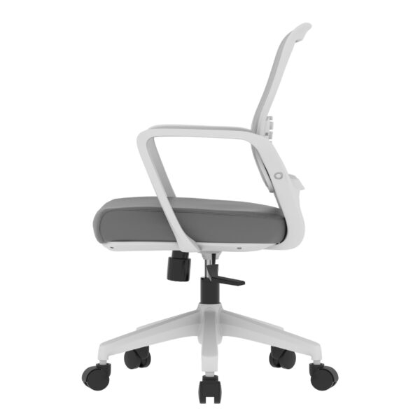 SitEase White Frame, Black seat, Grey Mesh-back Midback chair, tilt/swivel - Image 3