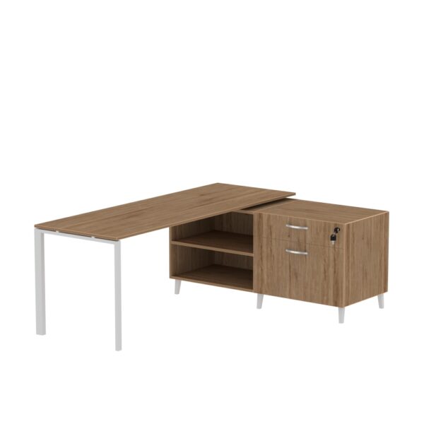 24" x 71" INSPIRE L-Shape Resting desk with Left-handed Credenza -Various Color with Silver Leg - Image 4