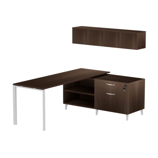 INSPIRE 60″ Right Extended L-Shaped Work Station with Wall Hutch - Various colors - Image 6