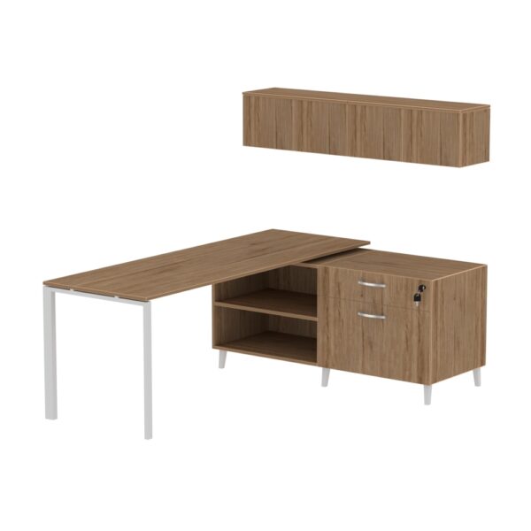 INSPIRE 60″ Right Extended L-Shaped Work Station with Wall Hutch - Various colors - Image 4