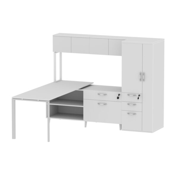 INSPIRE 24" x 71″ Left Extended L-Shaped Work Station with Wall Hutch and Storage Tower – Various colors - Image 3