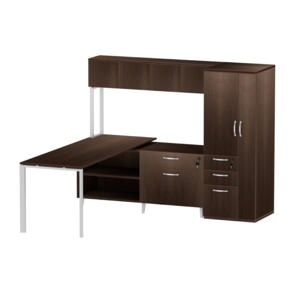 INSPIRE 30″ X 71″ Right Extended L-Shaped Work Station with Wall Hutch and Storage Tower - Various colors - Image 6
