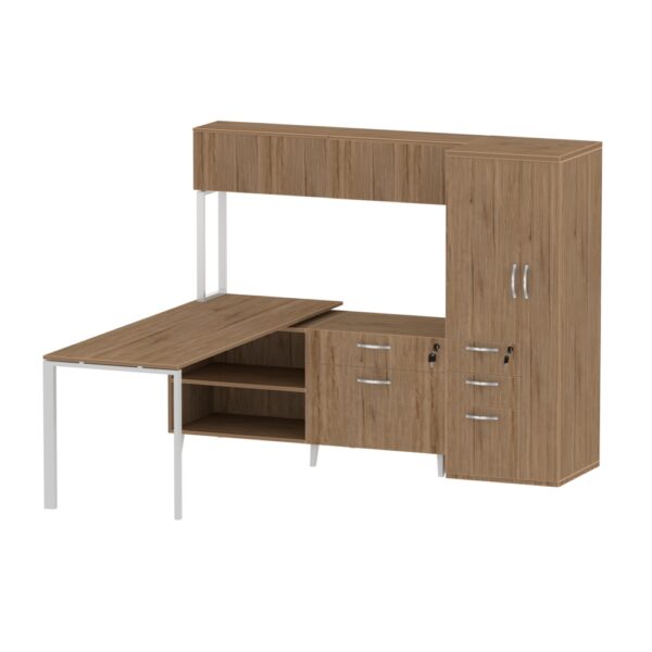 INSPIRE 24" x 71″ Left Extended L-Shaped Work Station with Wall Hutch and Storage Tower – Various colors - Image 5