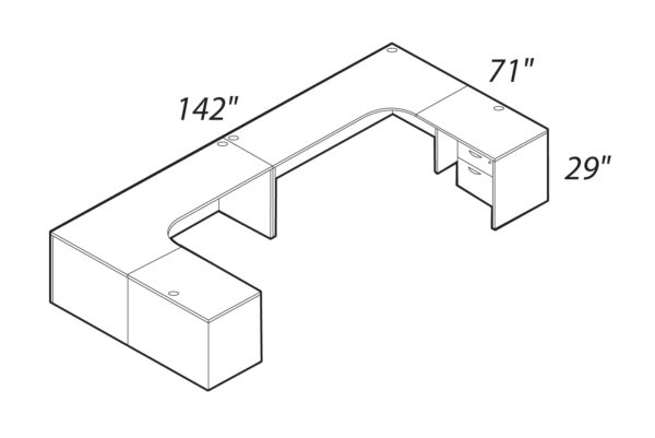 Timeless 71" Double Extended U-Shape Work Station - Image 2