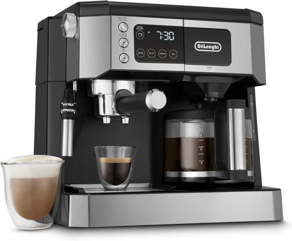 All-in-One Combination Coffee Maker & Espresso Machine + Advanced Adjustable Milk Frother for Cappuccino & Latte + Glass Coffee Pot 10-Cup, COM532M