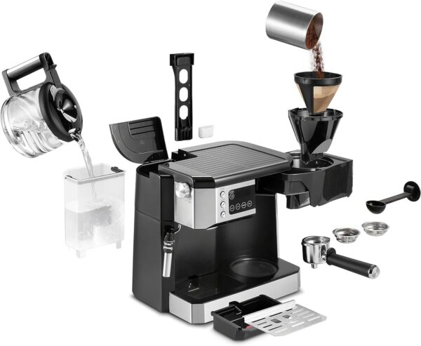 All-in-One Combination Coffee Maker & Espresso Machine + Advanced Adjustable Milk Frother for Cappuccino & Latte + Glass Coffee Pot 10-Cup, COM532M - Image 5