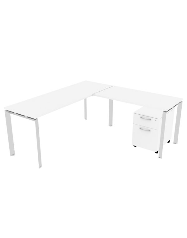 INSPIRE 71″ x 71" L-Shaped Work Station with 1 Pedestal – Various colors - Image 2