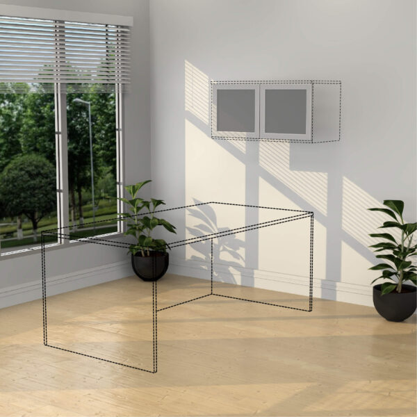 Aluminum Glass, Set of 2 x 18" doors for mounting on 36" Hutch