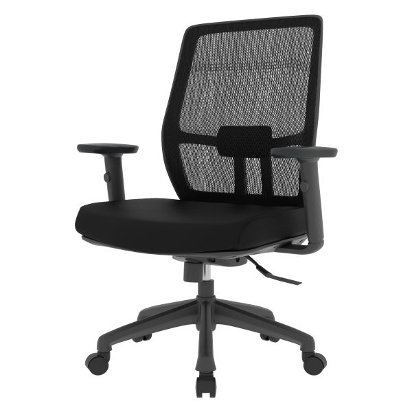 ErgoBreeze, Black frame, Black FAUX LEATHER back & seat, Mid-back chair, tilt/swivel - FAUX LEATHER - Image 2