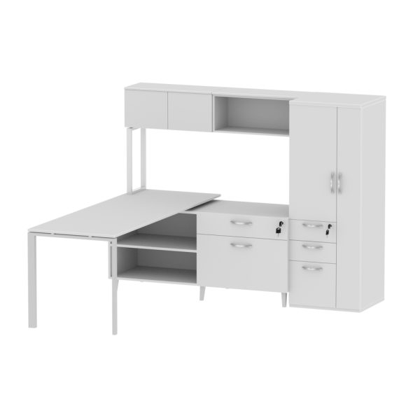 INSPIRE 60″ LEFT EXTENDED L-SHAPED WORK STATION WITH MOUNTED HUTCH - Various colors - Image 4