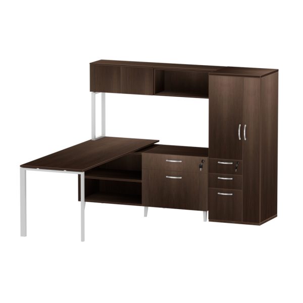 INSPIRE 60″ LEFT EXTENDED L-SHAPED WORK STATION WITH MOUNTED HUTCH - Various colors - Image 3