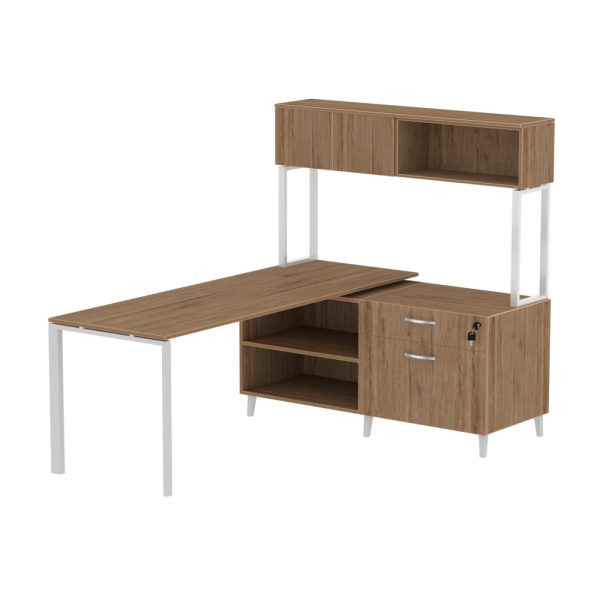 INSPIRE 71″ LEFT EXTENDED L-SHAPED WORK STATION WITH MOUNTED HUTCH – Various colors - Image 4